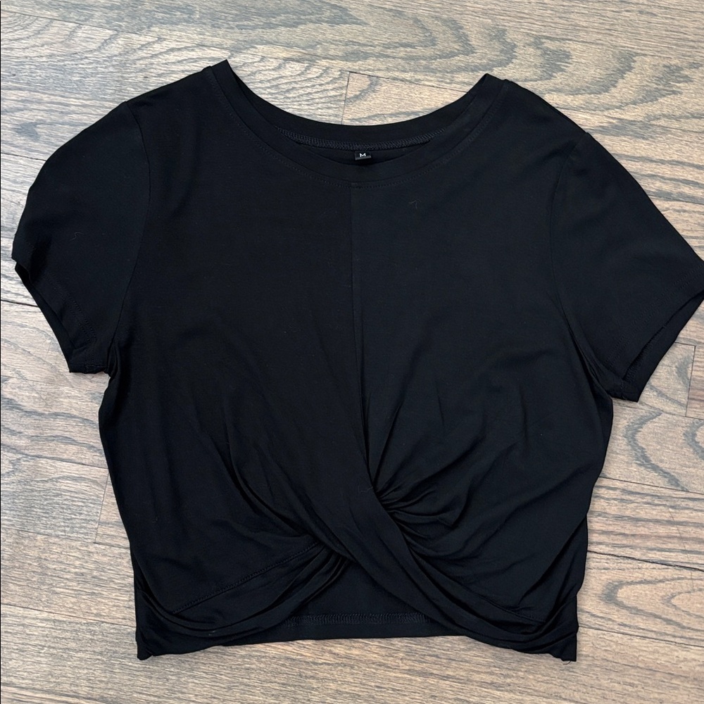Black Twist Front Women Top